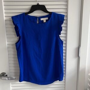 Elegant Blue Ruffle Sleeve Blouse